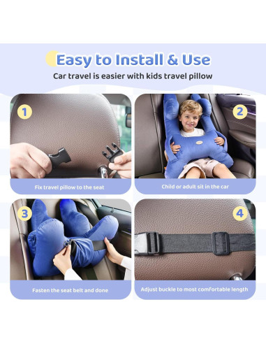 Almohada de Viaje Ergonómica FLORICH Azul para Niños y Adultos