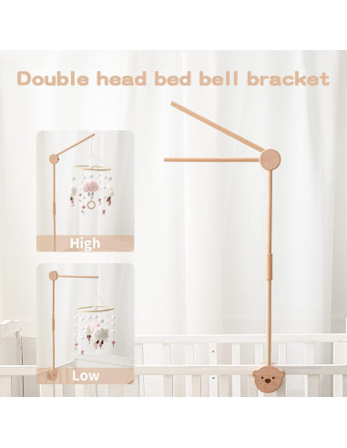 Brazo de Móvil para Cuna de Bebé - Madera Ajustable Oso