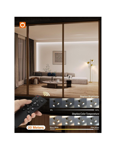 Lámpara de Pie LED addlon YY-02 con Control Remoto Dorado