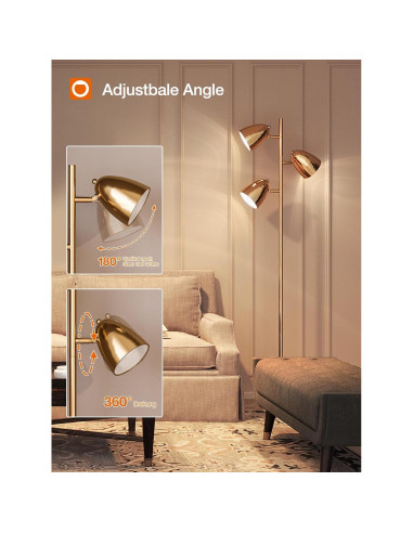 Lámpara de Pie LED addlon YY-02 con Control Remoto Dorado