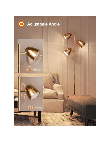 Lámpara de Pie LED addlon YY-02 con Control Remoto Dorado