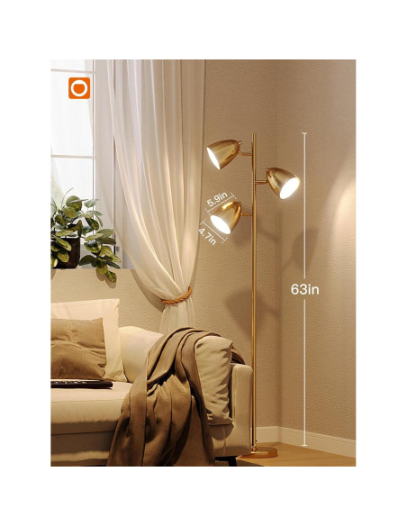 Lámpara de Pie LED addlon YY-02 con Control Remoto Dorado