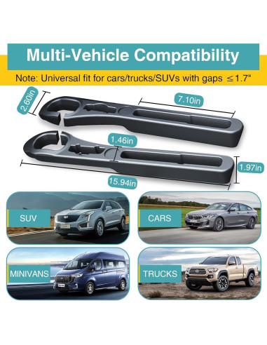 Relleno Espacio entre Asientos Auto ZYMBU ZCA005B Negro