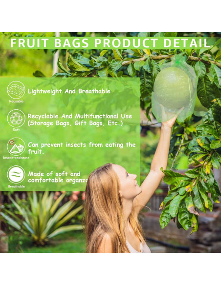 Bolsas de Protección para Frutas MIXC 50 Pcs 15x20 cm Organza