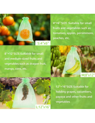 Bolsas de Protección para Frutas MIXC 50 Pcs 15x20 cm Organza