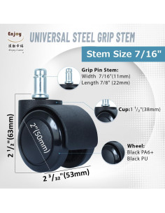 Ruedas Enjoy Caster 2" para Silla de Oficina - Poliuretano 2