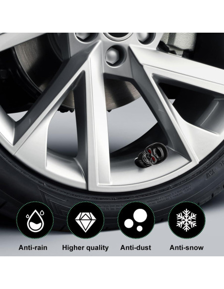 4 Tapas de Válvula de Neumático Gasedin Estilo Calavera Negro