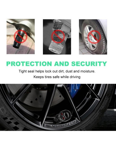 4 Tapas de Válvula de Neumático Gasedin Estilo Calavera Negro