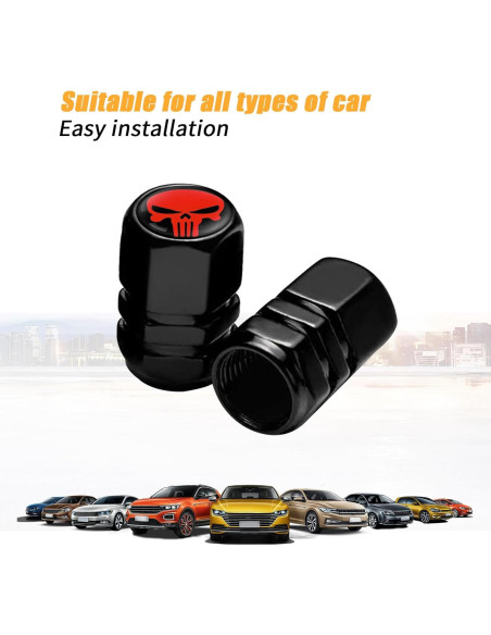 Pack de 4 Tapas de Válvula de Neumático Ajxn Rojo Universal