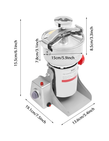 Molino de Granos Eléctrico DYRABREST 800g 3500W Alta Velocidad