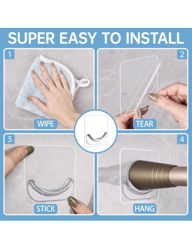 Soportes Adhesivos para Varilla de Cortina Amuille - Paquete de 4