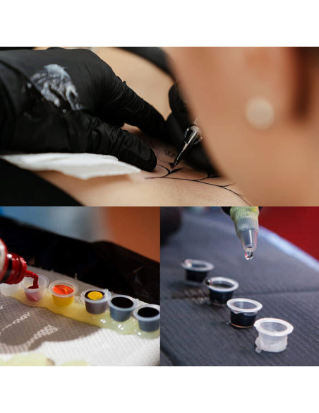 Kit de Tapas de Tinta para Tatuajes Rayyl 300 Piezas + 3 Soportes