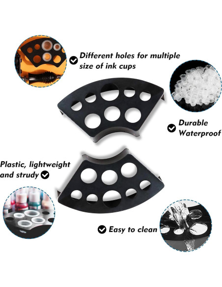 Kit de Tapas de Tinta para Tatuajes Rayyl 300 Piezas + 3 Soportes