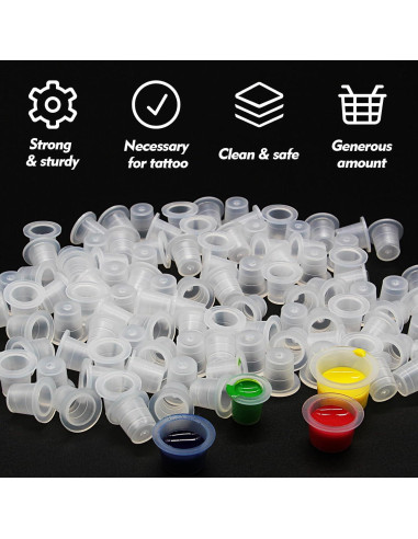 Kit de Tapas de Tinta para Tatuajes Rayyl 300 Piezas + 3 Soportes
