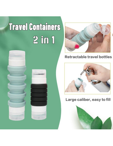 Juego de Botellas de Viaje Zhoxod 19 Piezas Silicona A prueba de Fugas