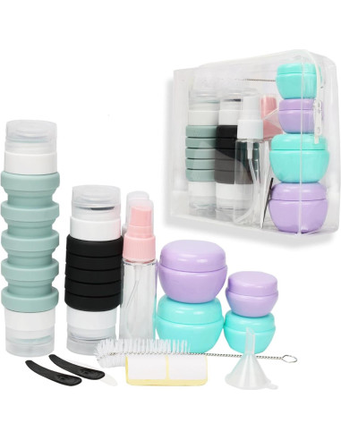 Juego de Botellas de Viaje Zhoxod 19 Piezas Silicona A prueba de Fugas