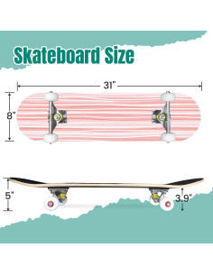 Patineta UHMLTCRBOD 31" x 8" 7 Capas Arce Doble Kick Rosa 2
