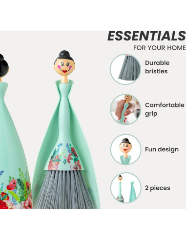 Juego de Escoba y Recogedor Vigar Mini Turquesa 27cm