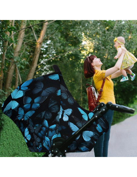 Funda de Asiento de Coche YLYNIU Multifuncional Mariposa Azul