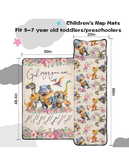 Colchoneta para Siesta Nebcog 152.4x50.8cm Dinosaurio