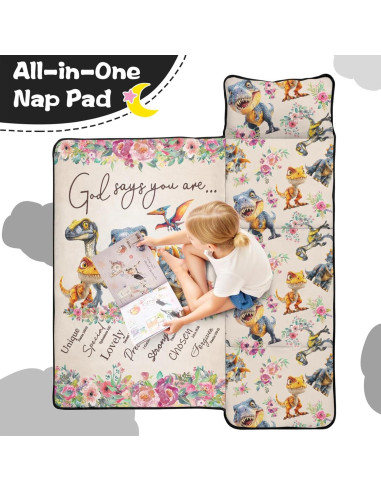 Colchoneta para Siesta Nebcog 152.4x50.8cm Dinosaurio