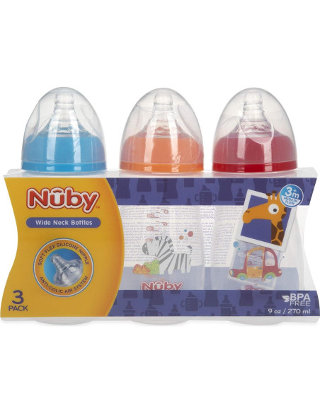 Botellas Anticólicas Nuby Tritan 9oz 3 Paquete 3M+