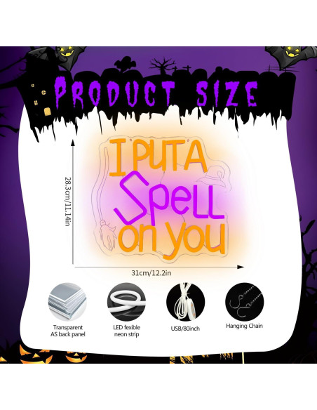 Luz de Neón LED Halloween Dpaint 'Yo Te He Echado un Hechizo'