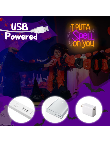 Luz de Neón LED Halloween Dpaint 'Yo Te He Echado un Hechizo'