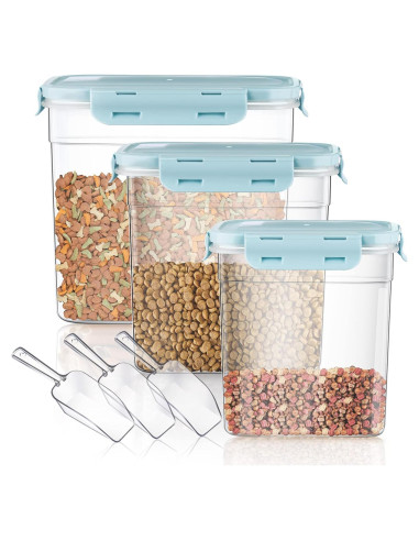 Contenedores de Almacenamiento para Comida de Mascotas Patelai - 3 Piezas, 1.2L a 3.8L, Herméticos y Apilables