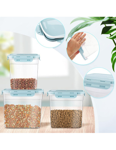 Contenedores de Almacenamiento para Comida de Mascotas Patelai - 3 Piezas, 1.2L a 3.8L, Herméticos y Apilables