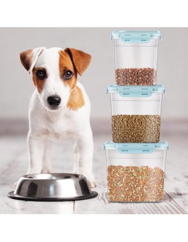 Contenedores de Almacenamiento para Comida de Mascotas Patelai - 3 Piezas, 1.2L a 3.8L, Herméticos y Apilables