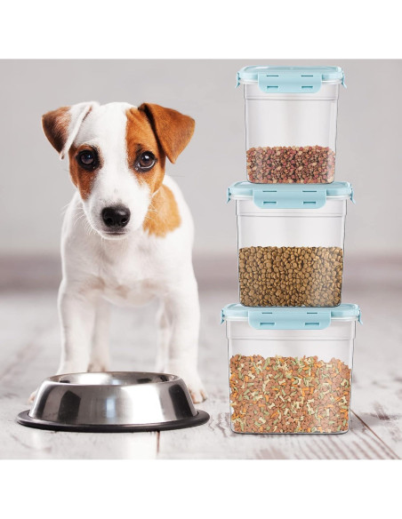 Contenedores de Almacenamiento para Comida de Mascotas Patelai - 3 Piezas, 1.2L a 3.8L, Herméticos y Apilables