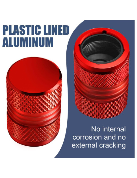 Tapas de Válvula de Neumático ESYVALVE 8 Piezas Rojo Universal