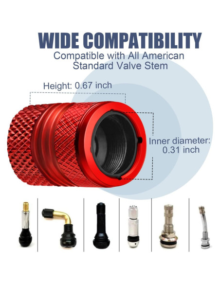 Tapas de Válvula de Neumático ESYVALVE 8 Piezas Rojo Universal