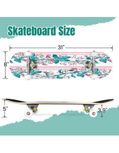 Patineta Vintage UHMLTCRBOD 31" x 8" 7 Capas Arce Floral 2