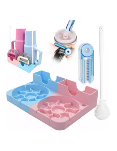 Soporte para Secado de Botellas Dosanlues - Silicona Rosa y Azul