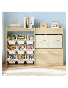 Organizador de Juguetes EXPERLAM 9 Contenedores Madera Clara