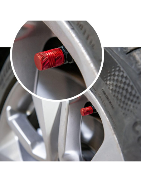 Tapas de Válvula de Neumático ESYVALVE 8 Piezas Rojo Universal