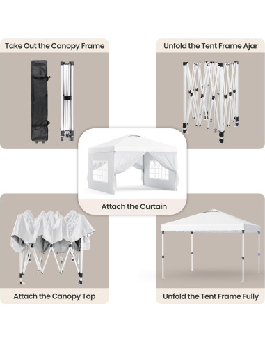 Carpa Plegable Bealife 3x3m con Paredes Removibles y Altura Ajustable