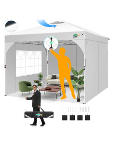 Carpa Plegable COBIZI 10x10 con 3 Paredes Laterales Blanca