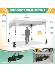 Carpa Plegable COBIZI 10x10 con 3 Paredes Laterales Blanca 2