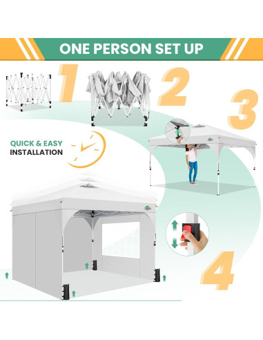 Carpa Plegable COBIZI 10x10 con 3 Paredes Laterales Blanca