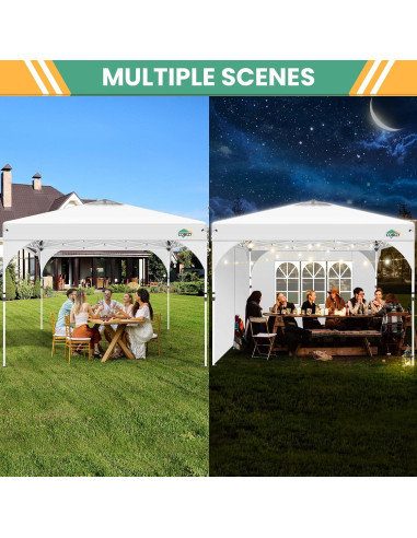 Carpa Plegable COBIZI 10x10 con 3 Paredes Laterales Blanca