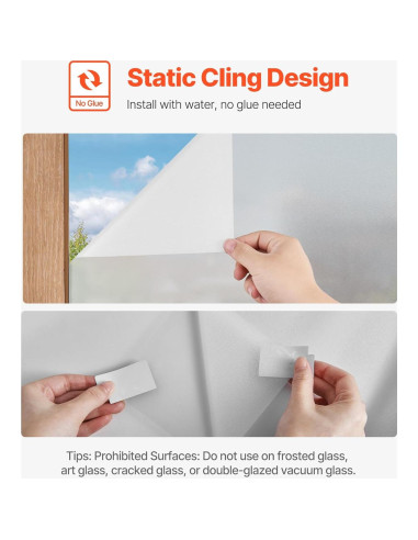 Película de Privacidad VEVOR 60x200 cm Esmerilada UV