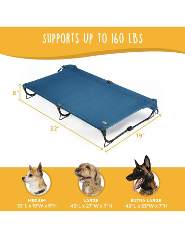 Cama Elevada Plegable Mediana para Perros Canine Canyon Azul
