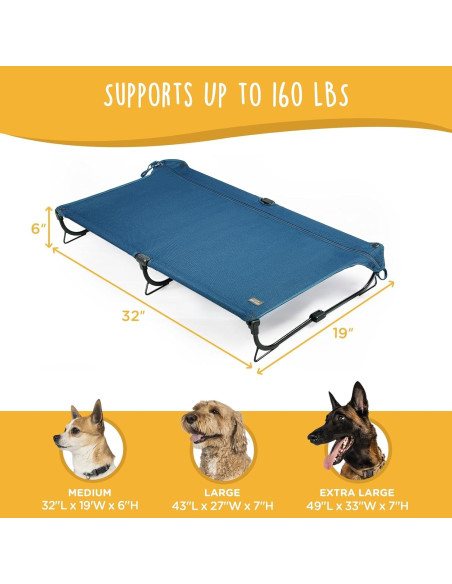 Cama Elevada Plegable Mediana para Perros Canine Canyon Azul