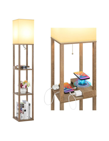 Lámpara de Pie Mlambert con Cargador Inalámbrico y USB