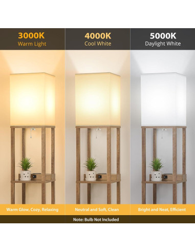 Lámpara de Pie Mlambert con Cargador Inalámbrico y USB