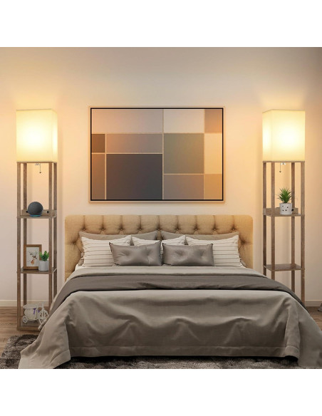 Lámpara de Pie Mlambert con Cargador Inalámbrico y USB