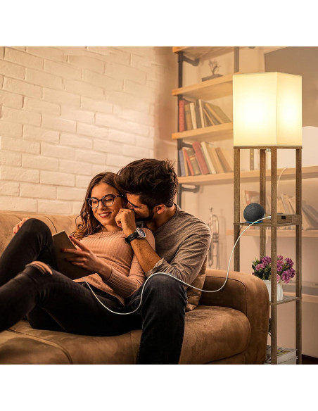 Lámpara de Pie Mlambert con Cargador Inalámbrico y USB